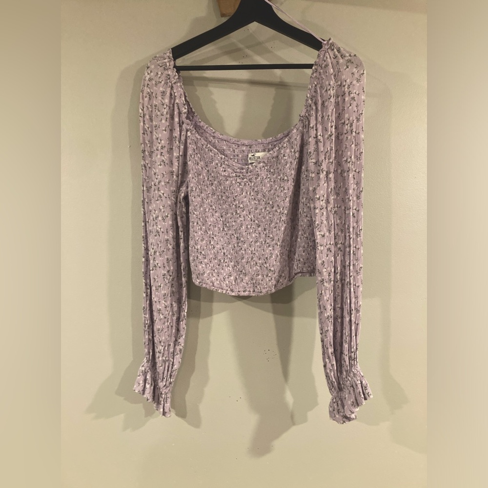 Hollister Crop Long Sleeve Floral Top Size L
